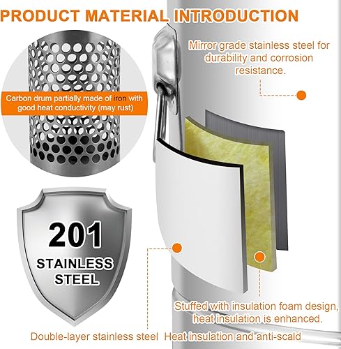 Miniatura 5 de Parrilla Kebob colgante de carbón sin humo, acero inoxidable con 20 pinchos, parrilla de carbón portátil sin humo para viajes, camping, picnic,