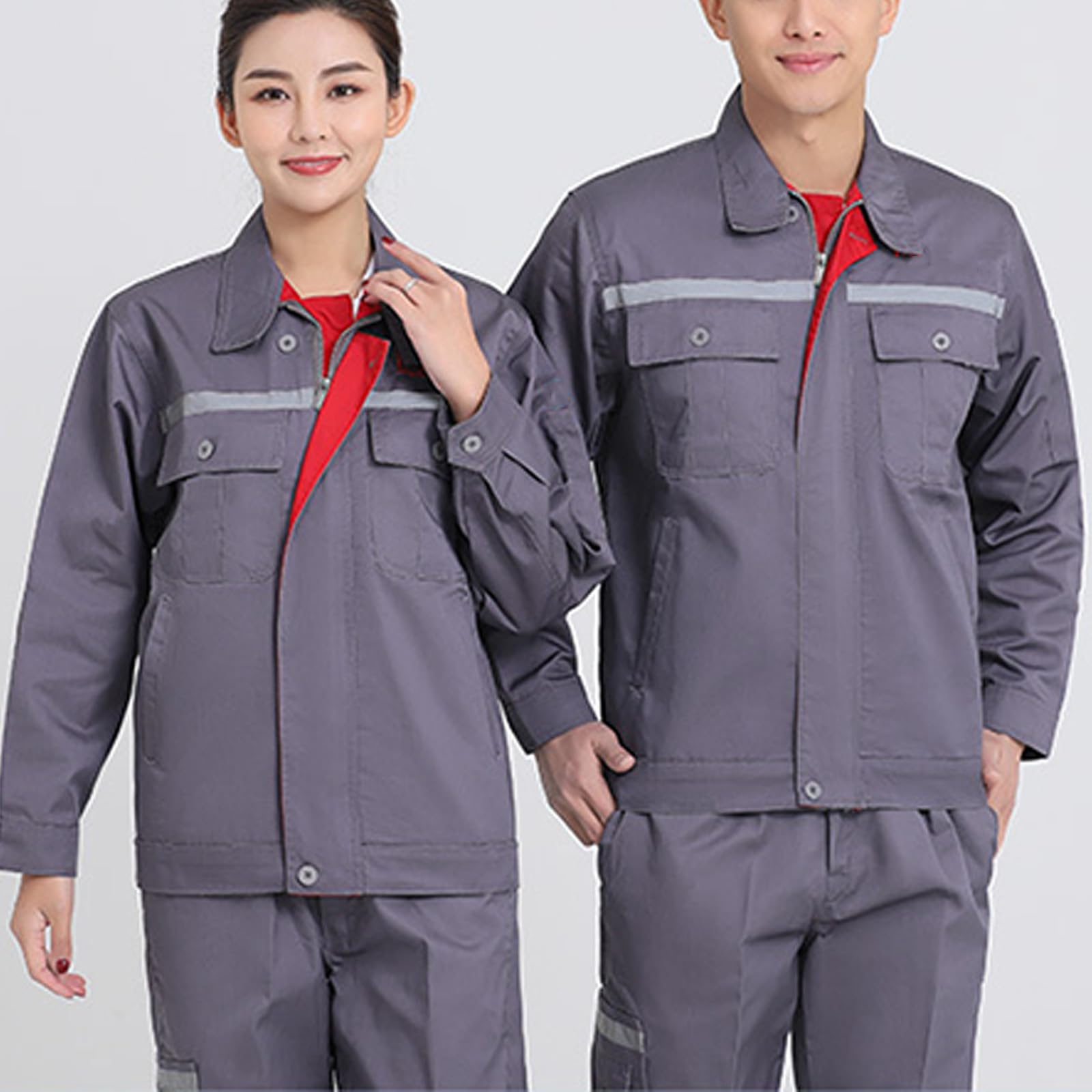 Manica Lunga Lavoro Tuta Meccanico Officina Di Riparazione Auto Uniforme Giacca E Pantaloni Con Striscia Riflettente