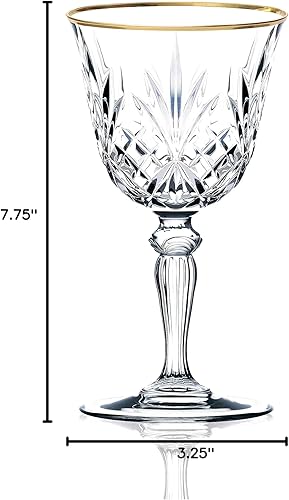Miniatura 9 de Cristalería de cristal elegante y moderna para organizar fiestas y eventos, copa de vino blanco, banda dorada, juego de 4, 6 onzas.