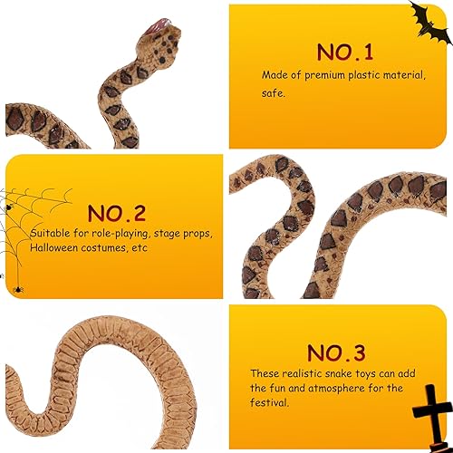 Miniatura 4 de Serpiente falsa, 2 piezas de bromas de serpientes de plástico realistas para adultos, juego de accesorios espeluznantes para Halloween, figuras para