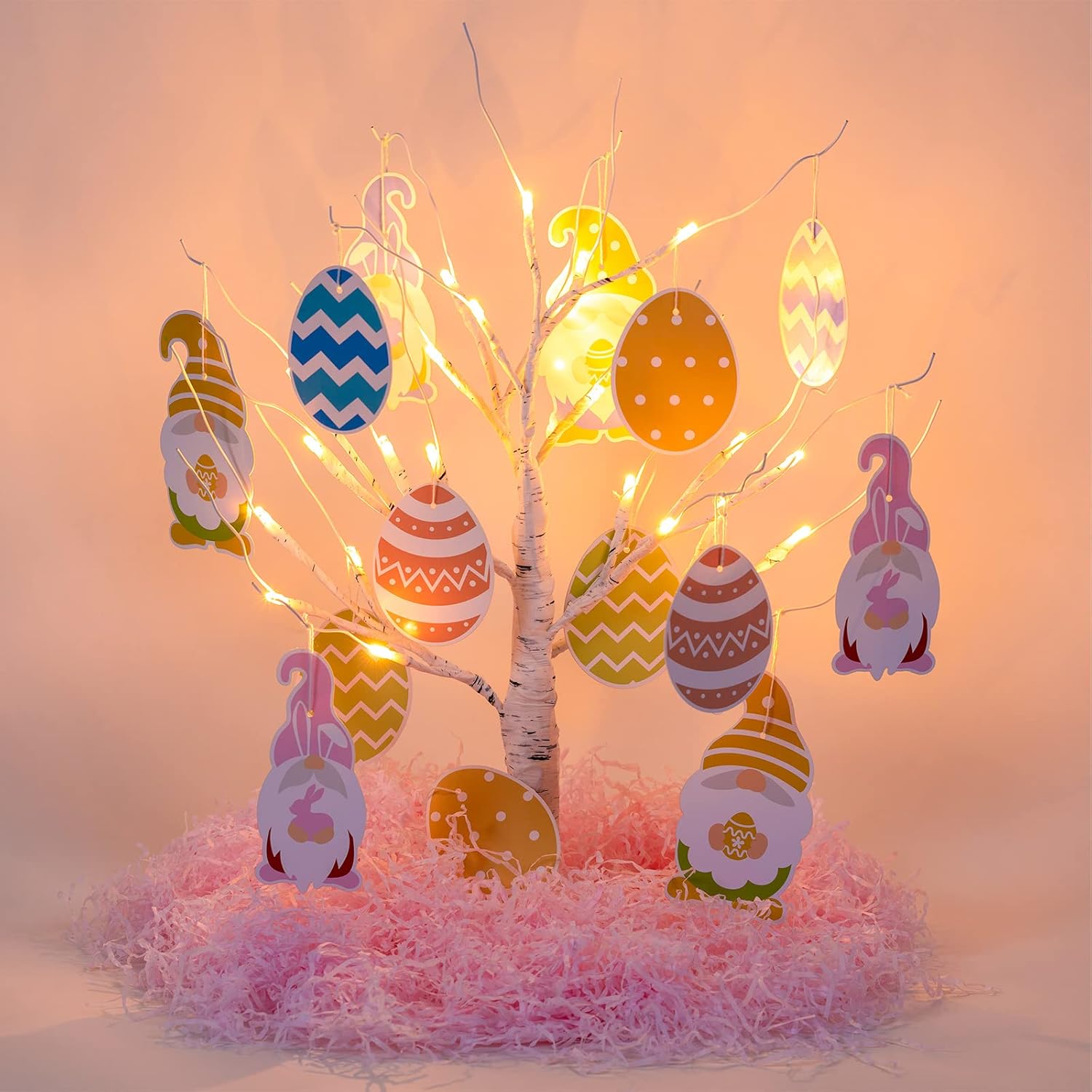 18 PCS Easter Lighted Tree Decoration Easter Egg Tree 24