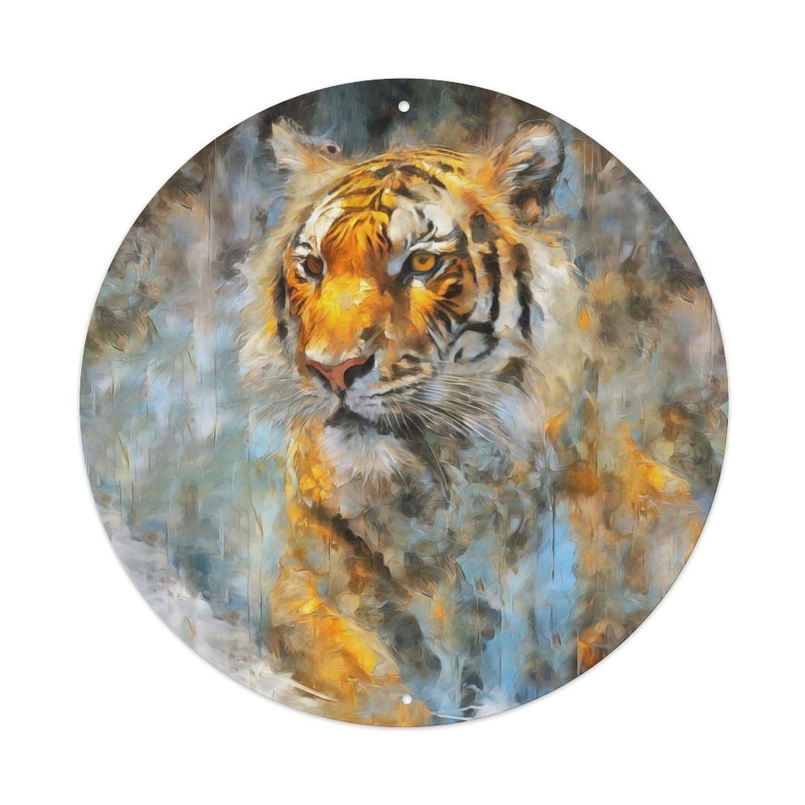 Abstract Tiger Wildlife Savage Beast Contemporary Nature Vintage Metal Tin Sign Plaque Wall Decor for Cafe, Club Bar, Office, Garden Metal Poster 8x8Inch