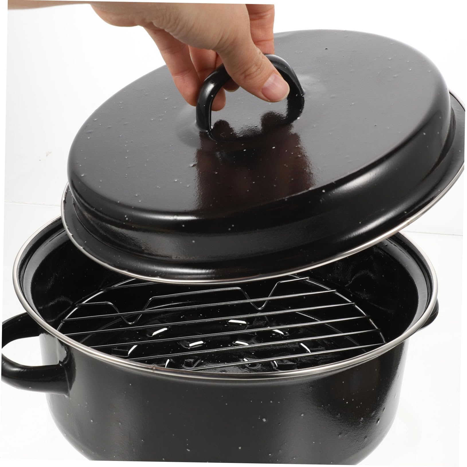 LABRIMP Olla para Asar Batatas y Castañas Negras de Esmalte Multifunción