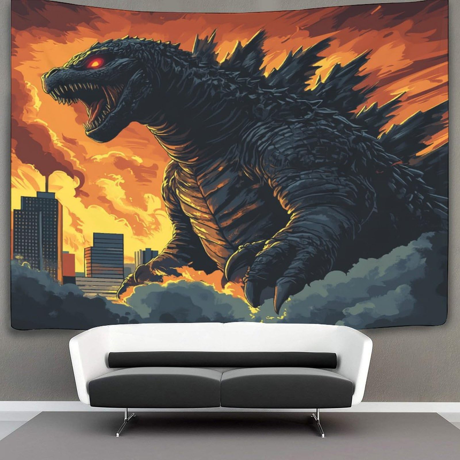 MJCZEGDCR 3D Godzilla Printed Wall Blanket Home Decoration Bedding Poster Wall Art Tapestry Wall Hanging Tapestry Soft Polyester for Bedroom,Decorations Beach Blanket College Dorm 130cmx150cm