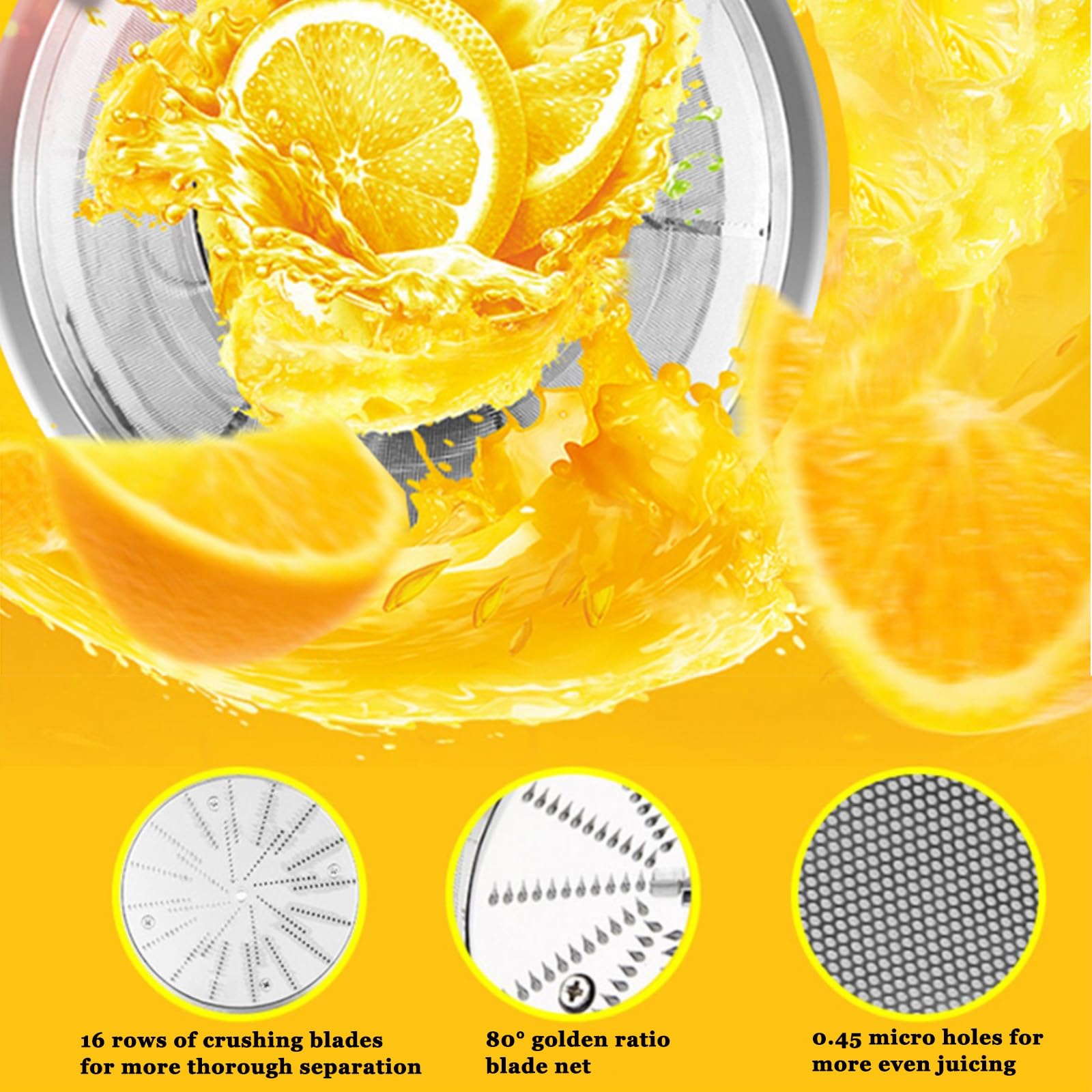 Extracteur de jus électrique professionnel 550 W 110 V en acier inoxydable, centrifugeuse silencieuse et robuste, for jus de fruits et légumes entiers
