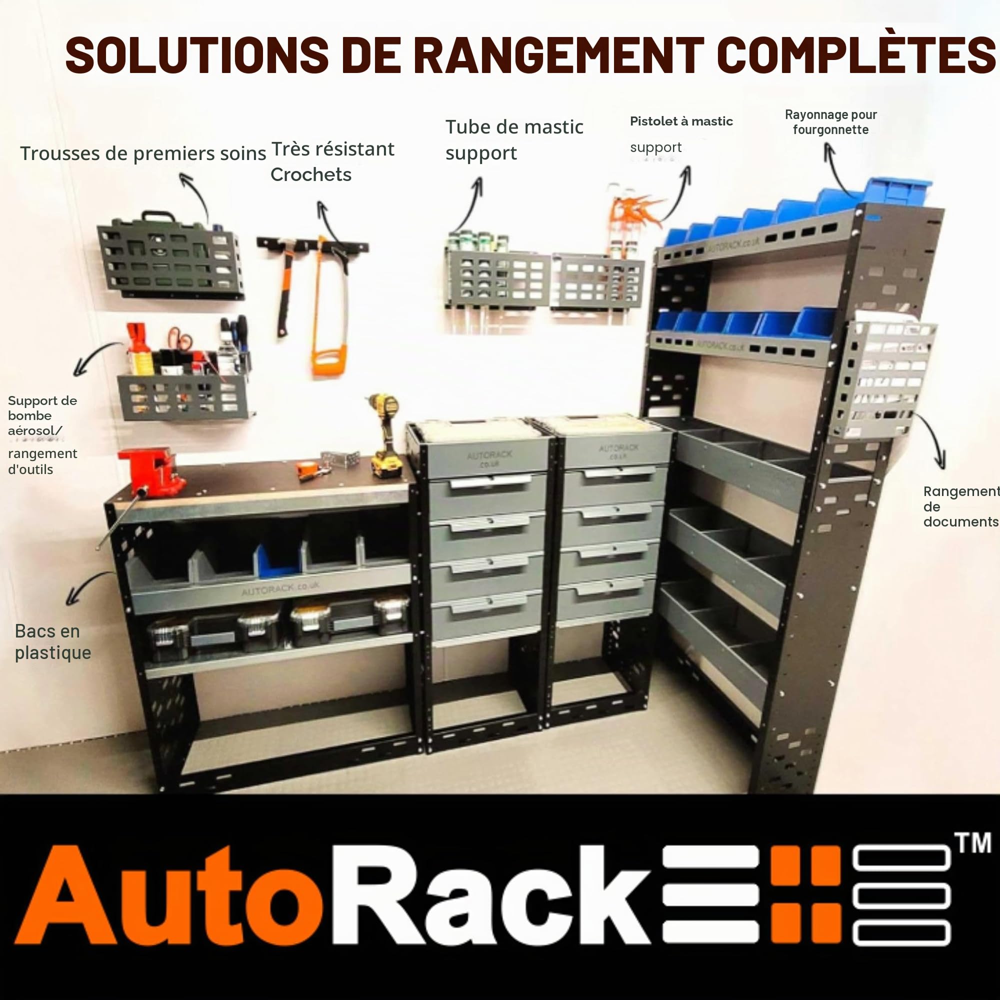 Autorack – Fixe Échelle de Galerie avec Antivol – Fixation Rapide et Sécurisée 55 mm de Large - Serrures à Clé Intégrées – Lot de 2