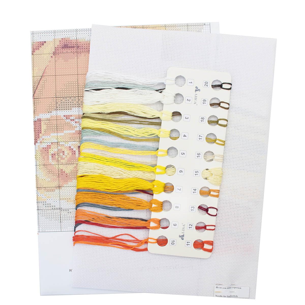 Kit per ricamo a punto croce per adulti fiori - rose acquerello. giallo elegante 26x24cm/10,24x9,45″ 16 Count