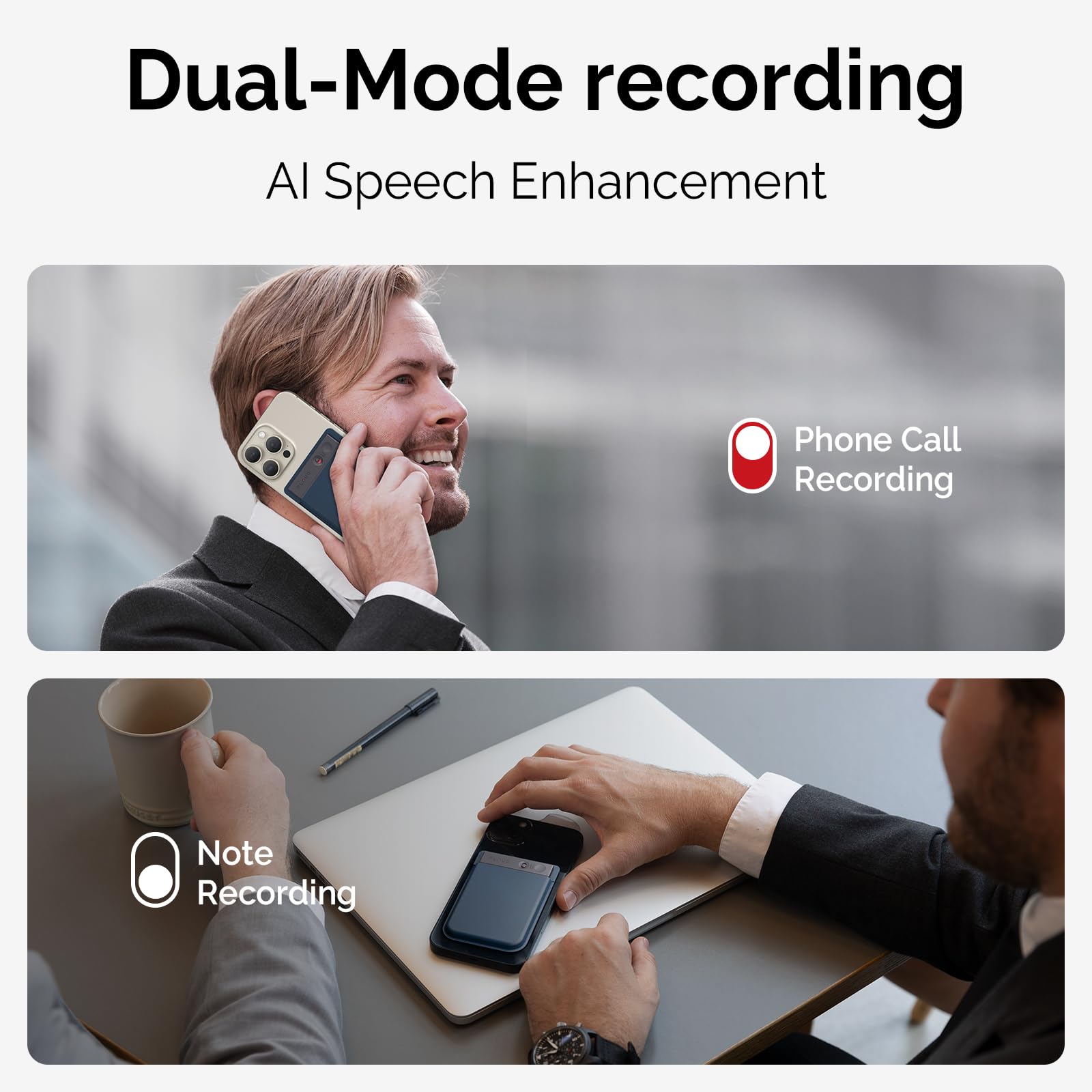 Plaud Note AI Voice Recorder Device/Dictaphone w/Case App Control AI Transcribe & Summarize Support 112 Languages 64GB Digital Audio Recorder for Lectures Meetings Calls (Black Note & Dark Blue Case) - Image 3