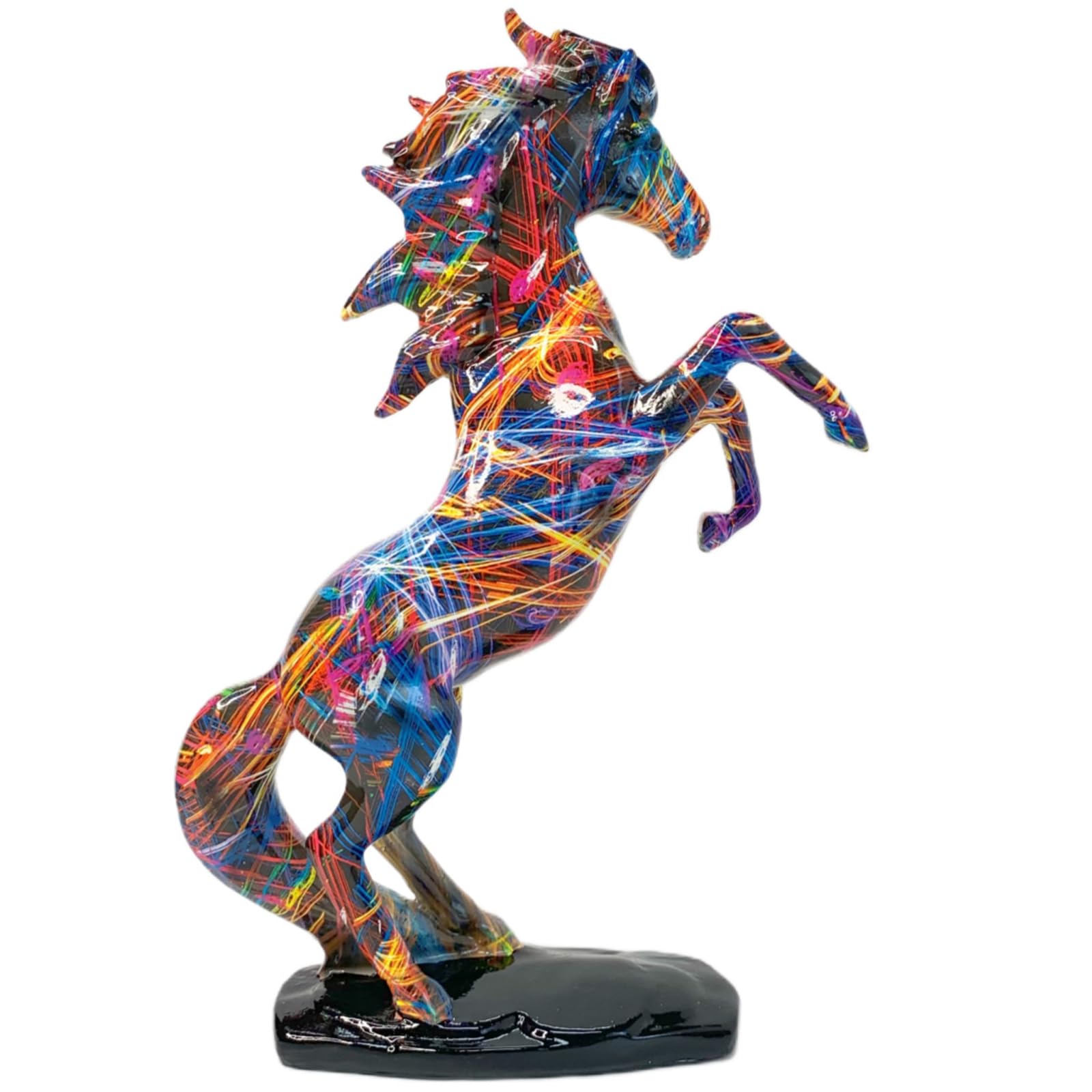 BZHIB Majestuosa escultura de caballo, figura colorida de animales para decoración de escritorio y estantes, acento único de oficina en casa y estantería, regalo para los amantes de los caballos (A,