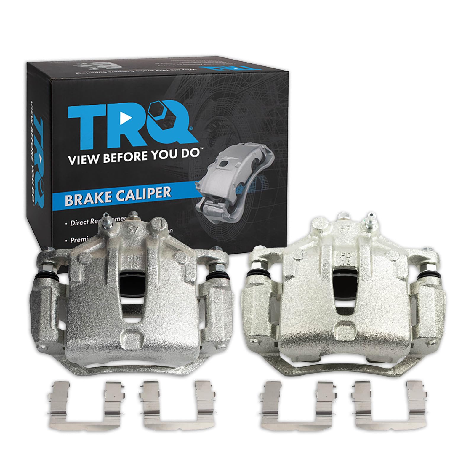 TRQ Front Driver and Passenger Side Brake Caliper Set Caliper Brackets