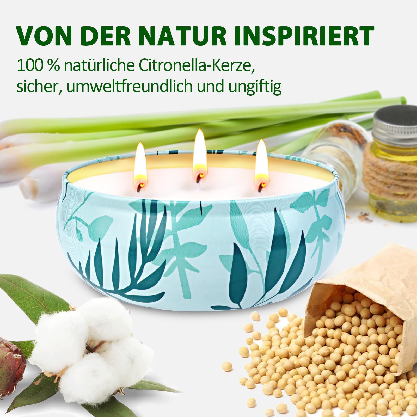 Bougie D'extérieur à L'huile Essentielle De Citronnelle En Cire