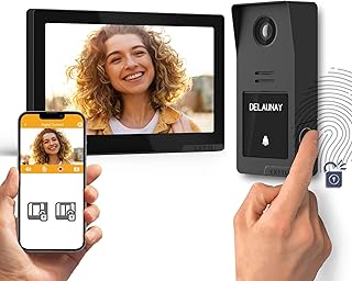 Extel Digital Connect, kabelgebundene Video-Türsprechanlage 7 Zoll, 2-Draht-Verbindung, Zugangskontrolle für Tor und Tor, Kamera 2 K, Nachtsicht, Öffnung per Fingerabdruck, QR-Code, 3 Jahre Garantie