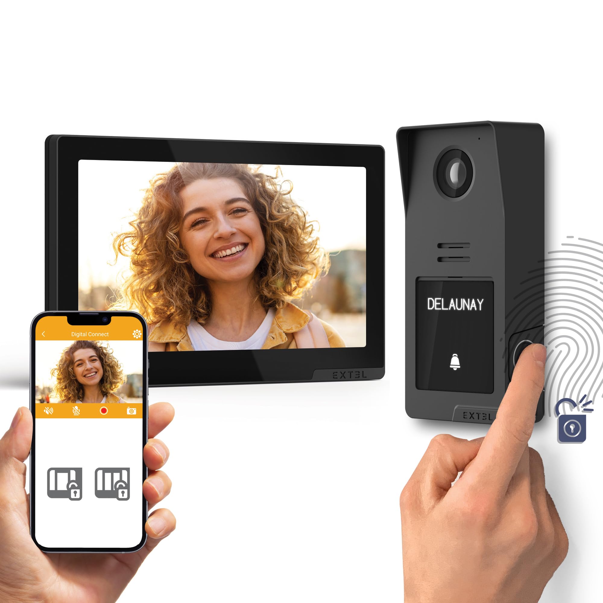 Extel - Videocitofono cablato collegato con accesso tramite impronte digitali - Digital Connect - Extel - 720335 -