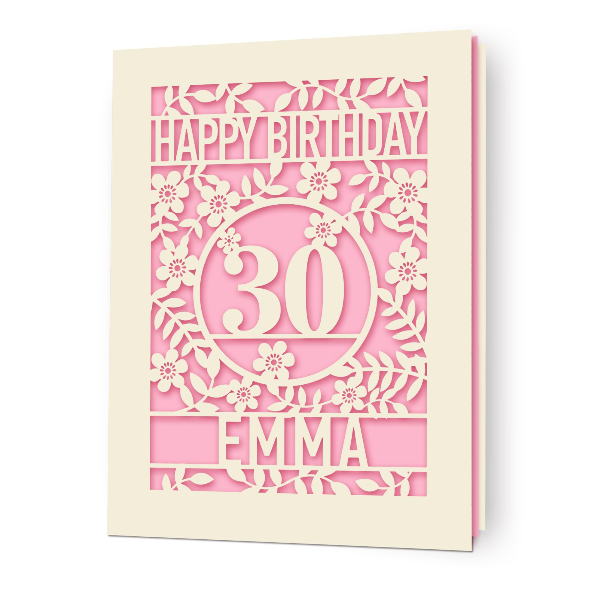 EDSG Personalized Custom Birthday Cards for Women, Happy Birthday Granddaughter with Any Name & Number - Laser Paper Cut Cards for 16th, 18th, 21st,