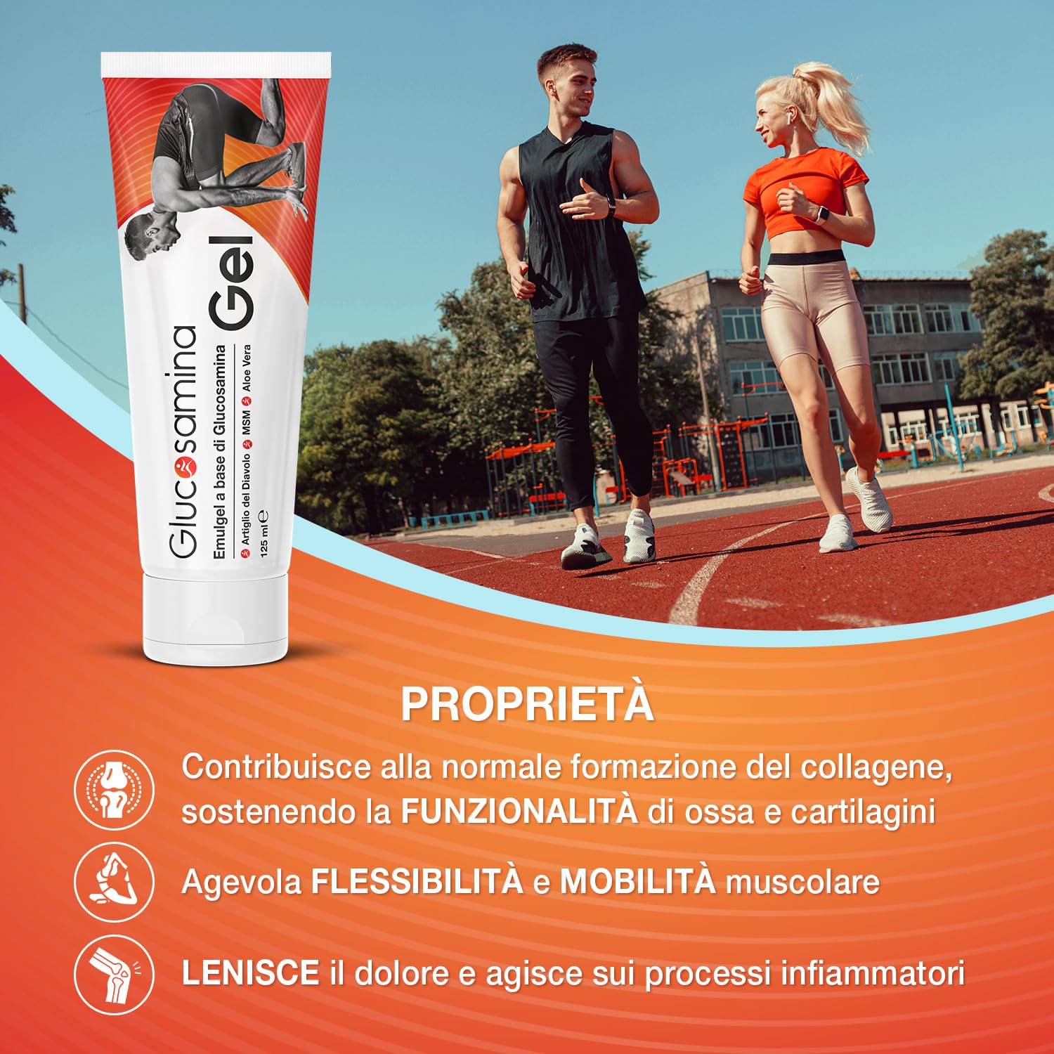 Glucosamina Gel, 125 ml con Artiglio del diavolo, non unge, assorbimento rapido