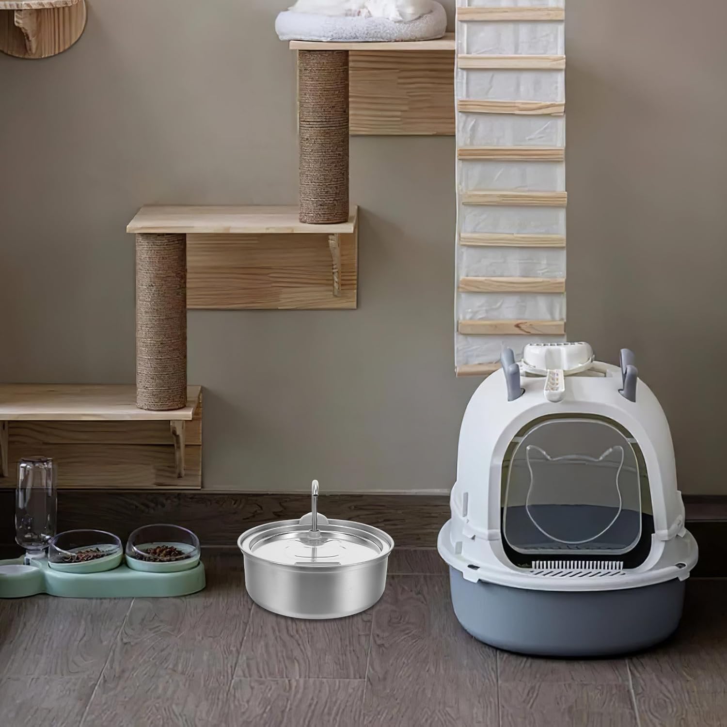 Cat Water Fountain Stainless Steel - 101oz/3.0L Pet Dog Water Dispenser Automatic 38dB Silent Dispenser for Drinking Indoor Metal Kitty Spout Fountain with Filter