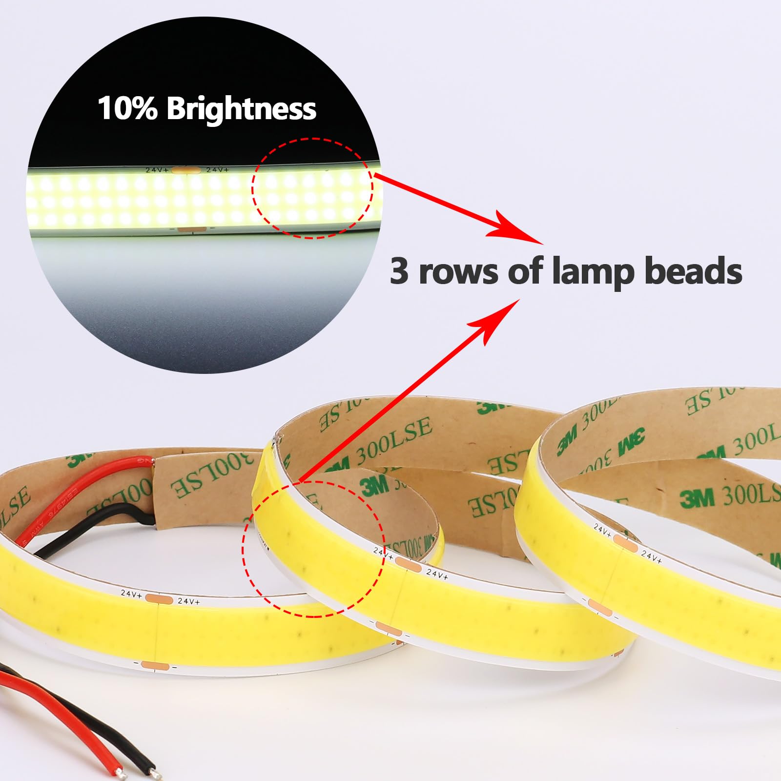 GOMING Szerokość 15mm Taśma LED COB 24V 5M Chłodna Biel 6000K 25W/M 13750lm CRI 93+ 960LED/M Jednolite Światło IP20 Nie Wodoodporny Elastyczny Taśmą LED dla DIY Dekoracja Domu(Zasilacz nie Dołączony)