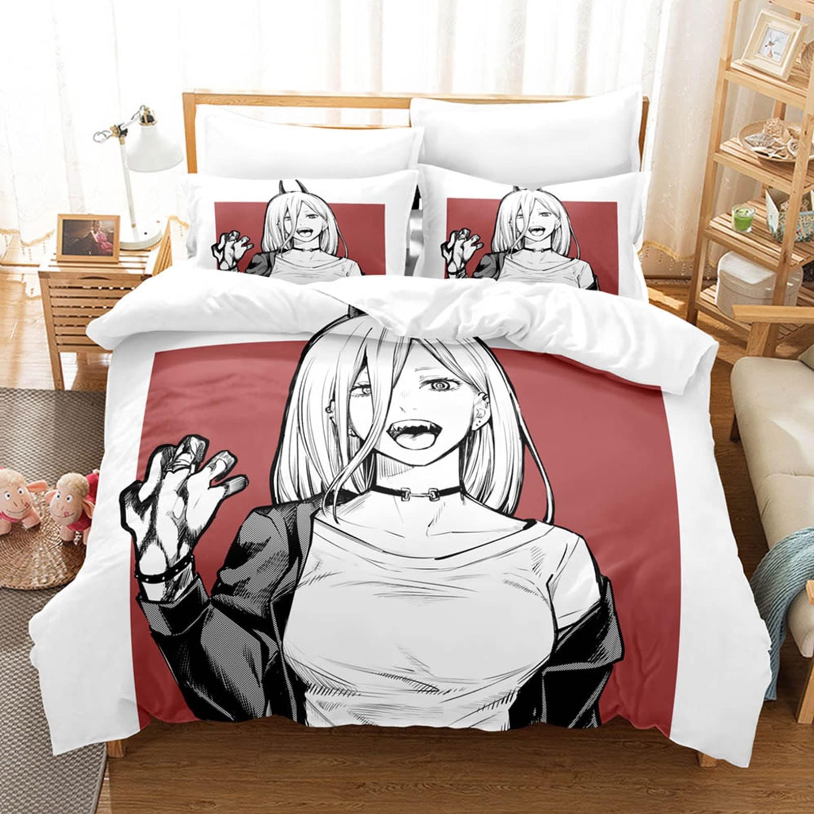 Anime Chainsaw Man Printed Bedding Set Duvet Cover Makima Soft Duvet Cover & Pillowcases 2 Piece Sets - Single(#7 135cm*200cm)