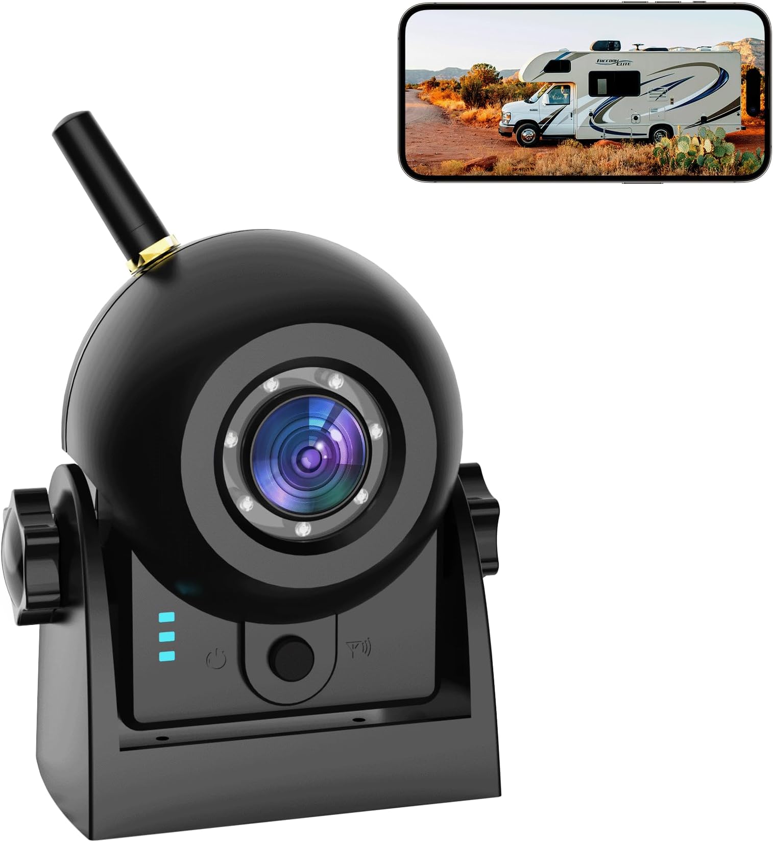 Magnetic Wireless Backup Camera-WiFi Reversing Camera with Rechargeable Battery, IP68 Waterproof, 1-min Installation, for Hitching Gooseneck Horse Trailer/Boat/RV/Pickup/Truck/Minivan