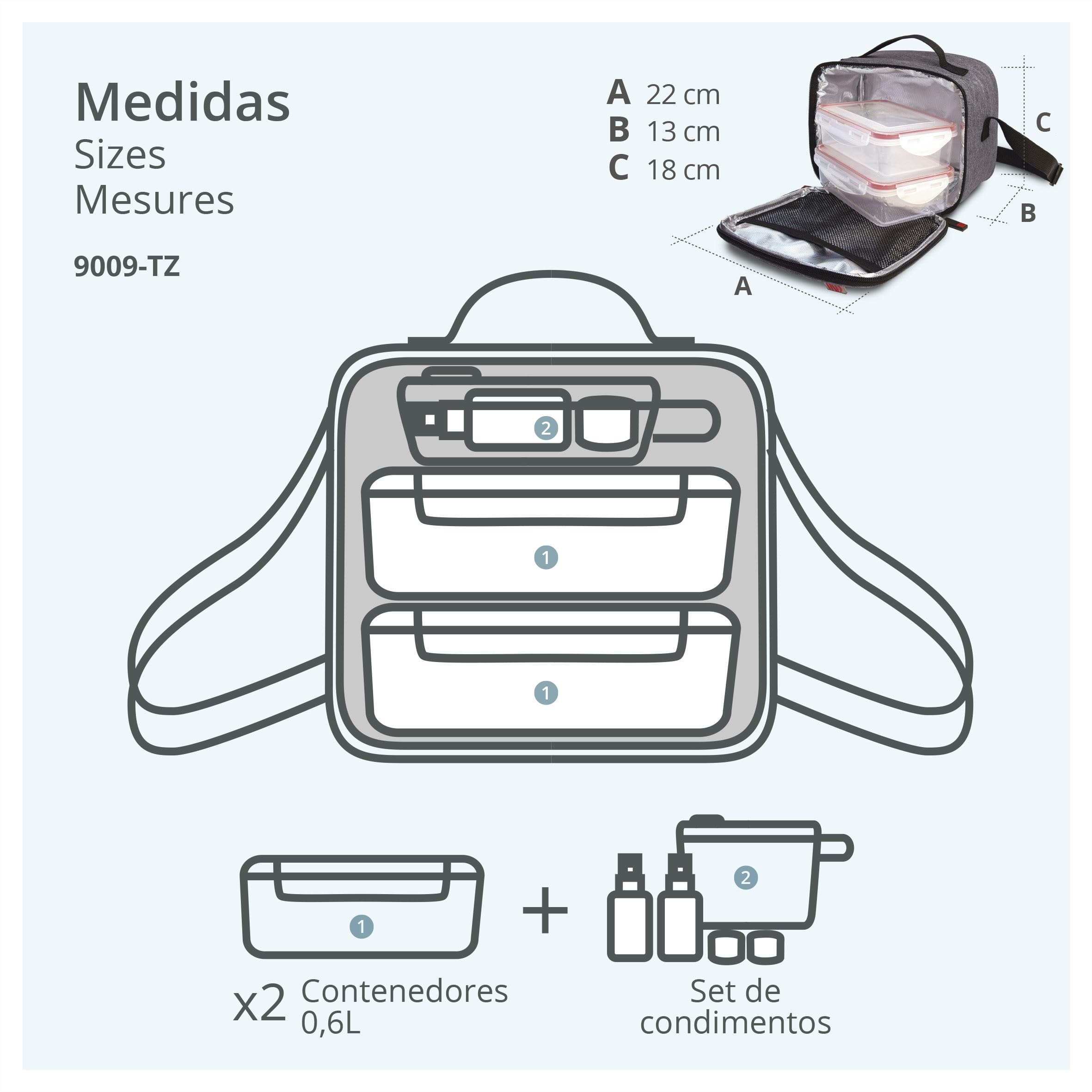 Iris barcelona - City Lunch Bag, Zestaw toreb termicznych 4 l i 2 Tapers 0,6 l, Szary