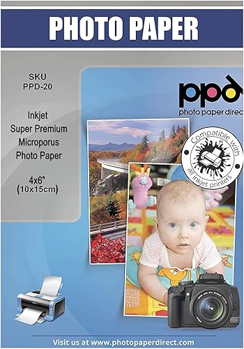 Miniatura 2 de PPD Paquete de tarjetas fotográficas brillantes de alta calidad de 4 x 6 pulgadas, 68 libras, 8.99 ozm, 10.5 mil x 100 tarjetas y papel fotográfico