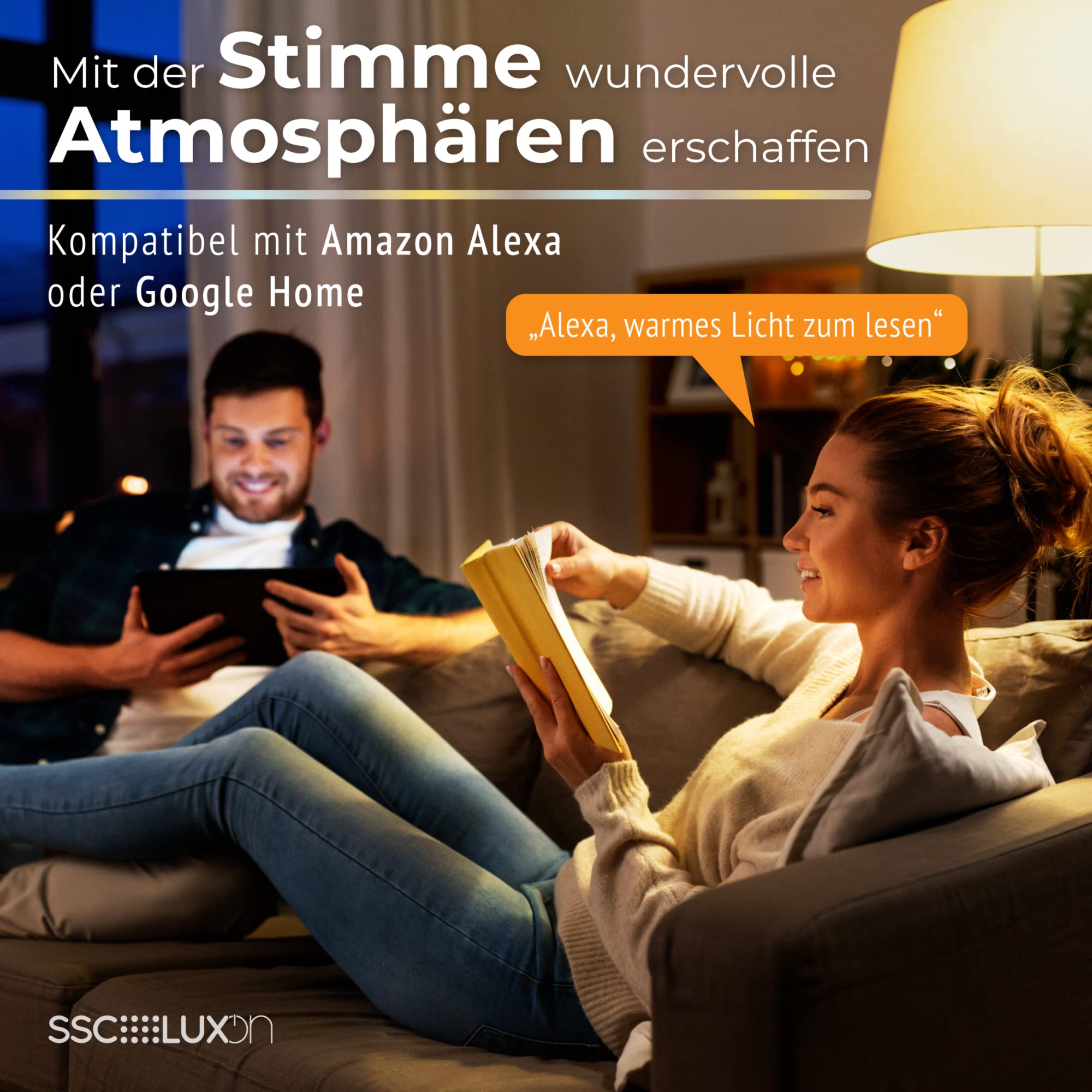 SSC-LUXon 4er Set SAMU Decken Aufbauspot schwarz schwenkbar - mit 4 Smart GX53 LED 6W RGB CCT WLAN - kompatibel mit Alexa, Siri & Google