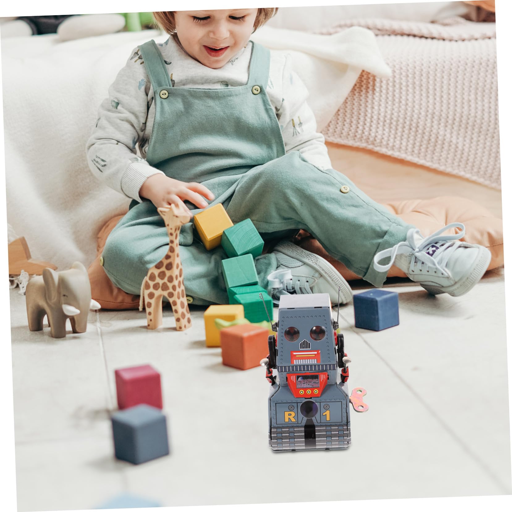 WOONEKY Robot Clásico De Cuerda Juguete De Hojalata Robot De Juguete Antiguo Niño Navidad Estatua
