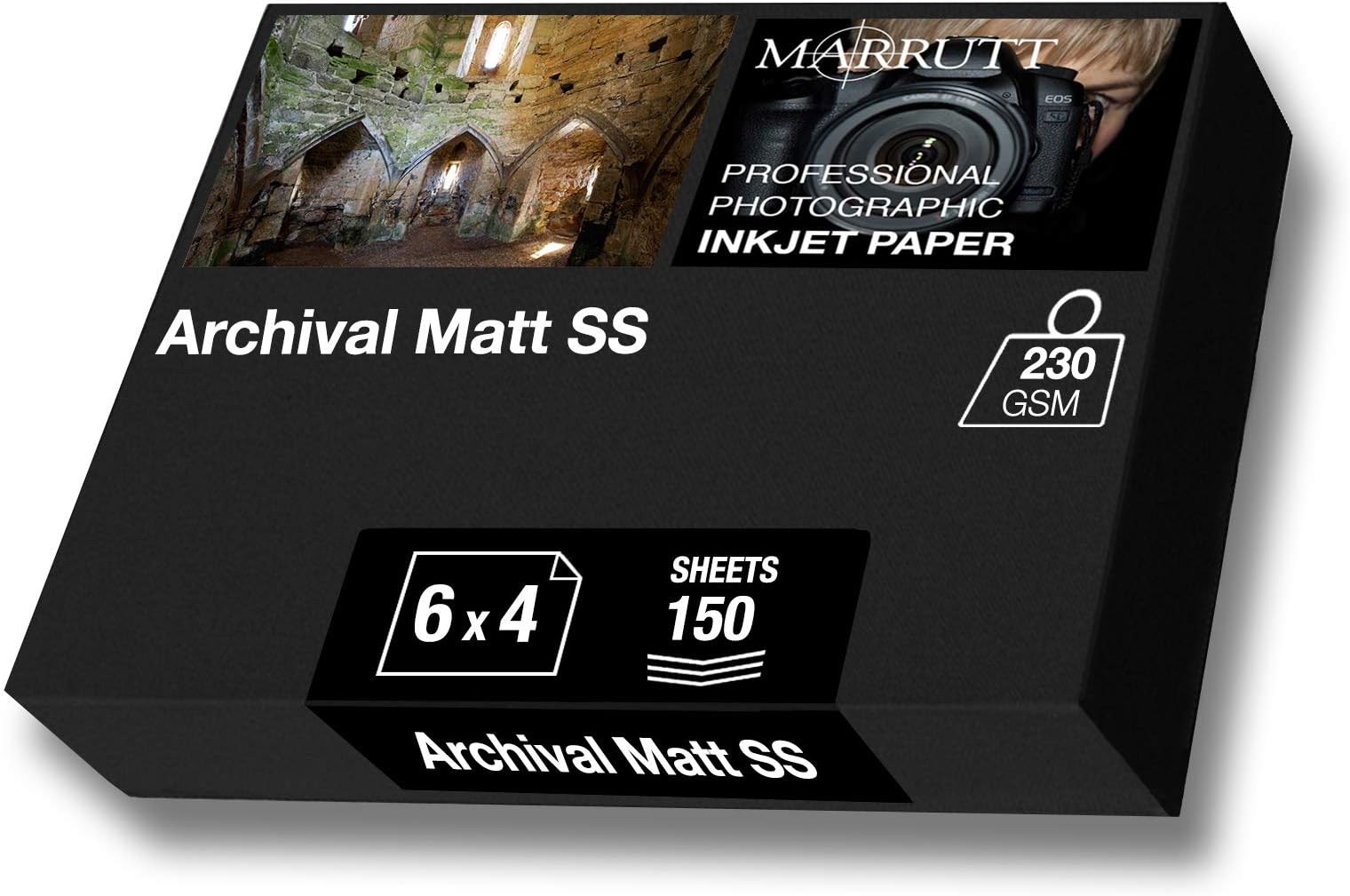 Marrutt 230gsm Archival Matt Single Sided Inkjet Photo Paper (6" x 4" - 150 Sheets)