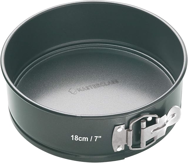 MasterClass KCMCHB63 18 cm Springform Cake Tin with Loose Base and PFOA Non Stick, Robust 1 mm Carbon Steel, 7 Inch Round Pan, Grey
