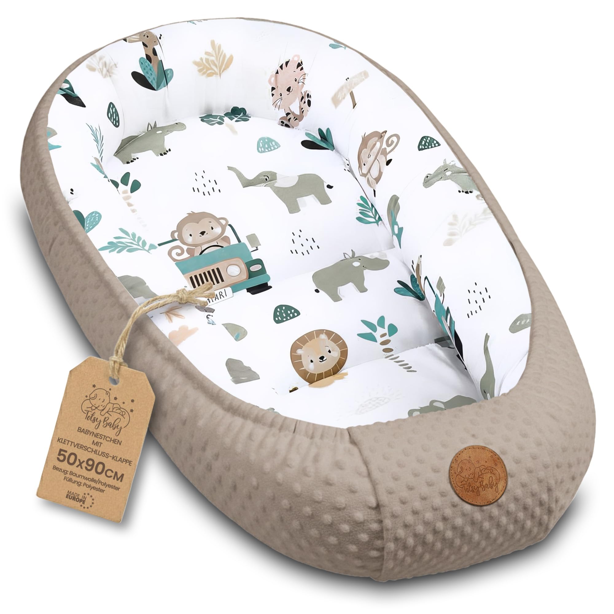 Nestchen Baby - Babynestchen Neugeborene Minky Babynest für Kinderbett Vielseitiges tragbar Nest kuschelnest zubehör für babybett warm Winter coccon Afrika Khaki