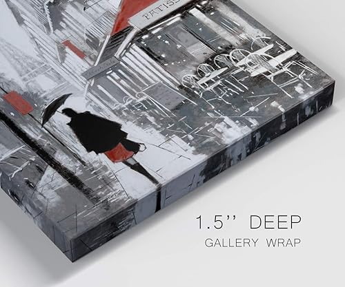 Miniatura 6 de Renditions Gallery Rainy Day Paris (1) Arte de pared, café francés y torre Eiffel, decoración de retrato, elegante obra de arte parisina, lienzo