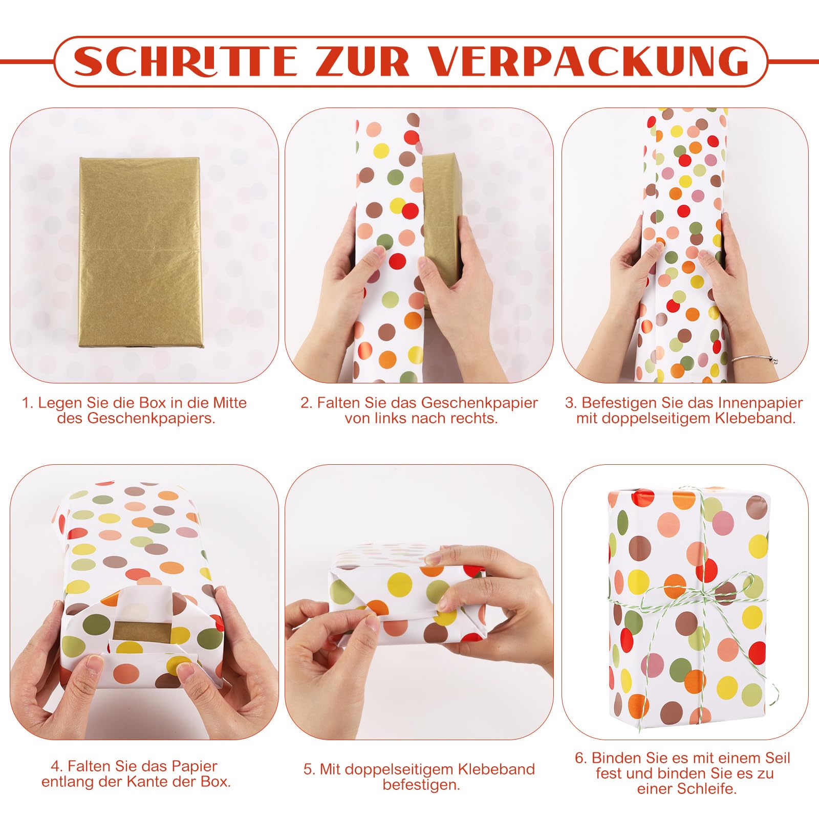 6 Rouleaux Papier Cadeau Enfant, 3 M Papier D'emballage D