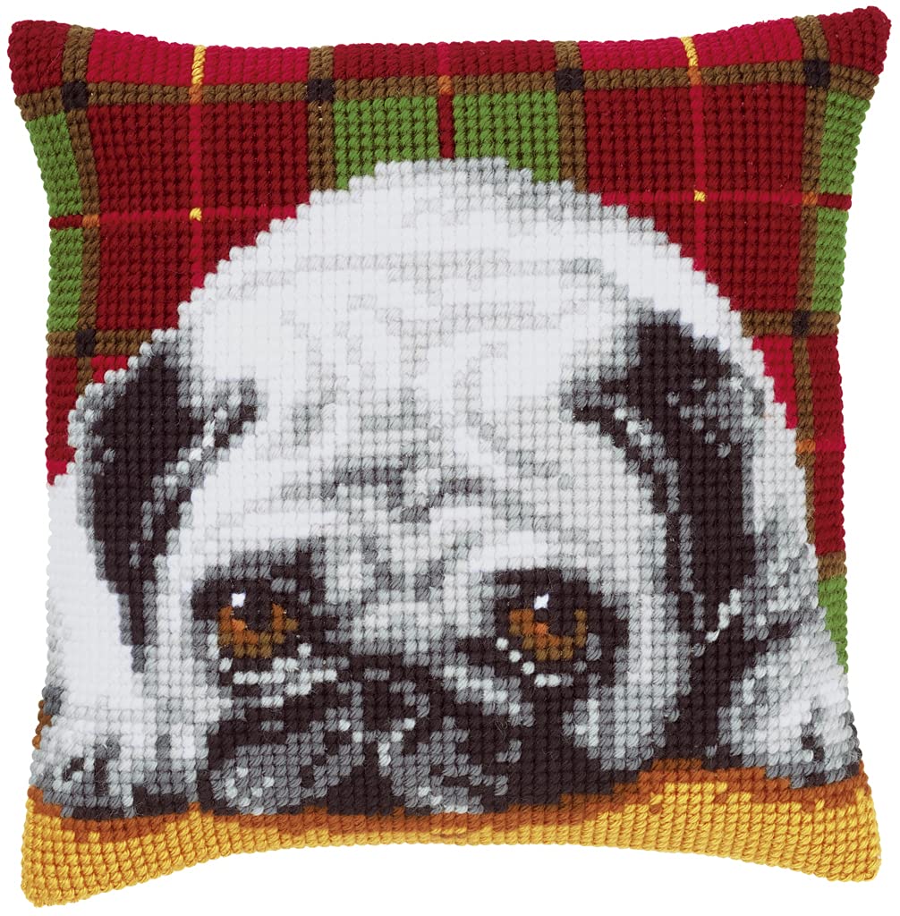 Vervaco stamped cross stitch kit cushion Pug-dog, DIY