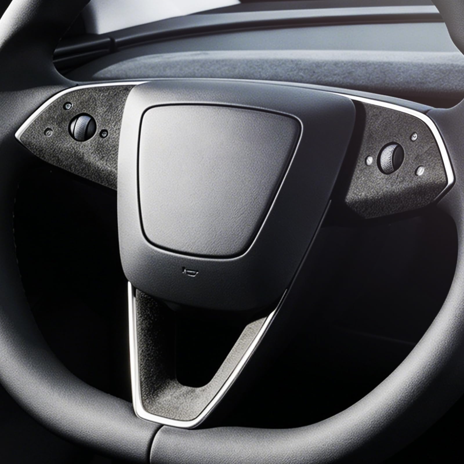BETTERHUMZ Car Dashboard Steering Wheel Panel Trim for Tesla Juniper | Model Y 2025,for Alcantara Leather Cover Decor Sticker Car Interior Accessories