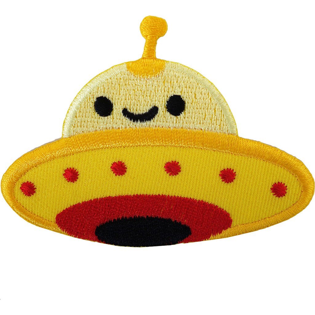 Ellu Alien Iron On Patch/Sew On Badge Embroidered Spaceship Space Ufo Flying Saucer