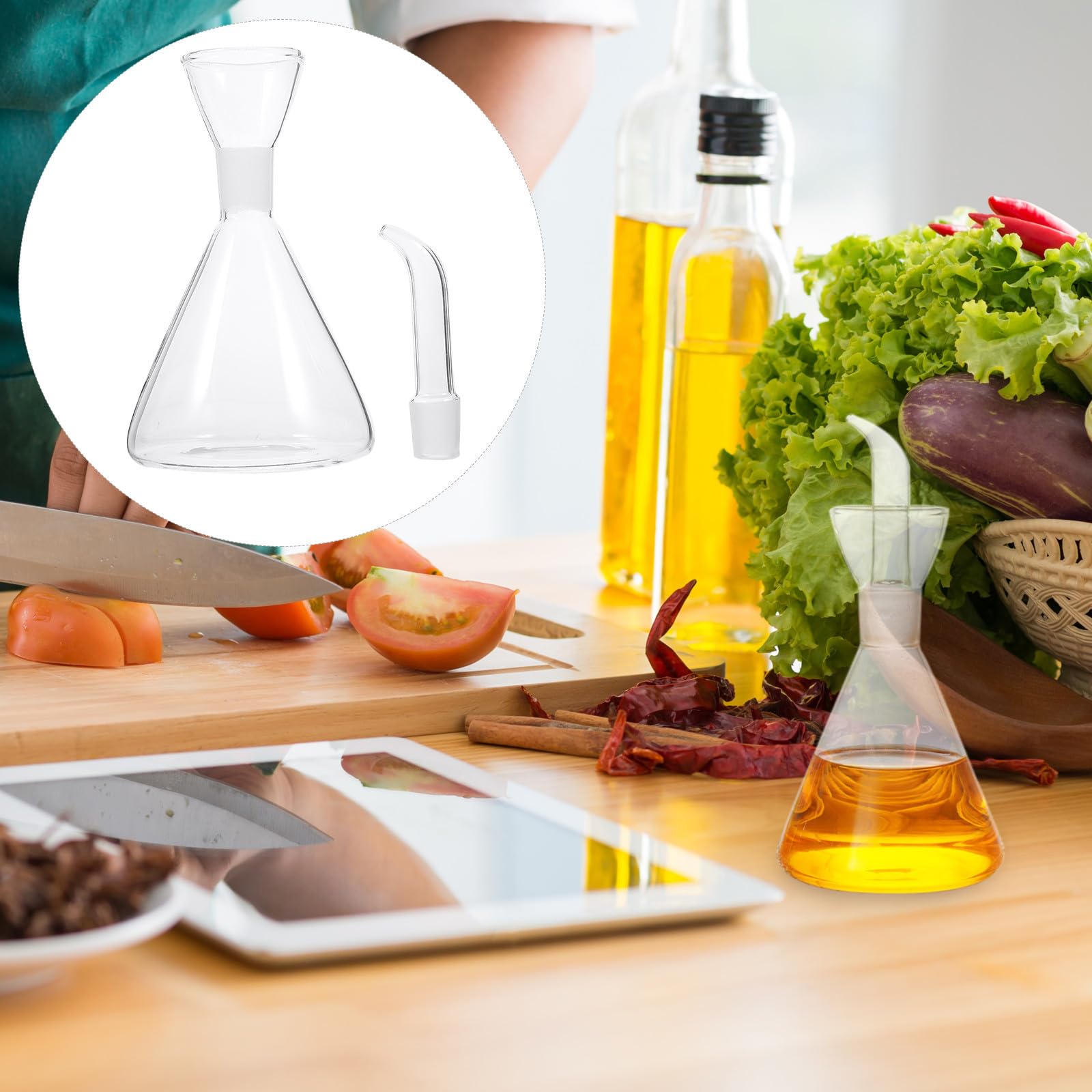 5 Botellas Dispensadoras de Aceite de Vidrio con Vertedor, Botellas de Aceite de Vidrio de 250 Ml para Aceitunas Y Vinagre, Esenciales de Cocina Antigoteo para Freidoras de Aire Y Aderezos