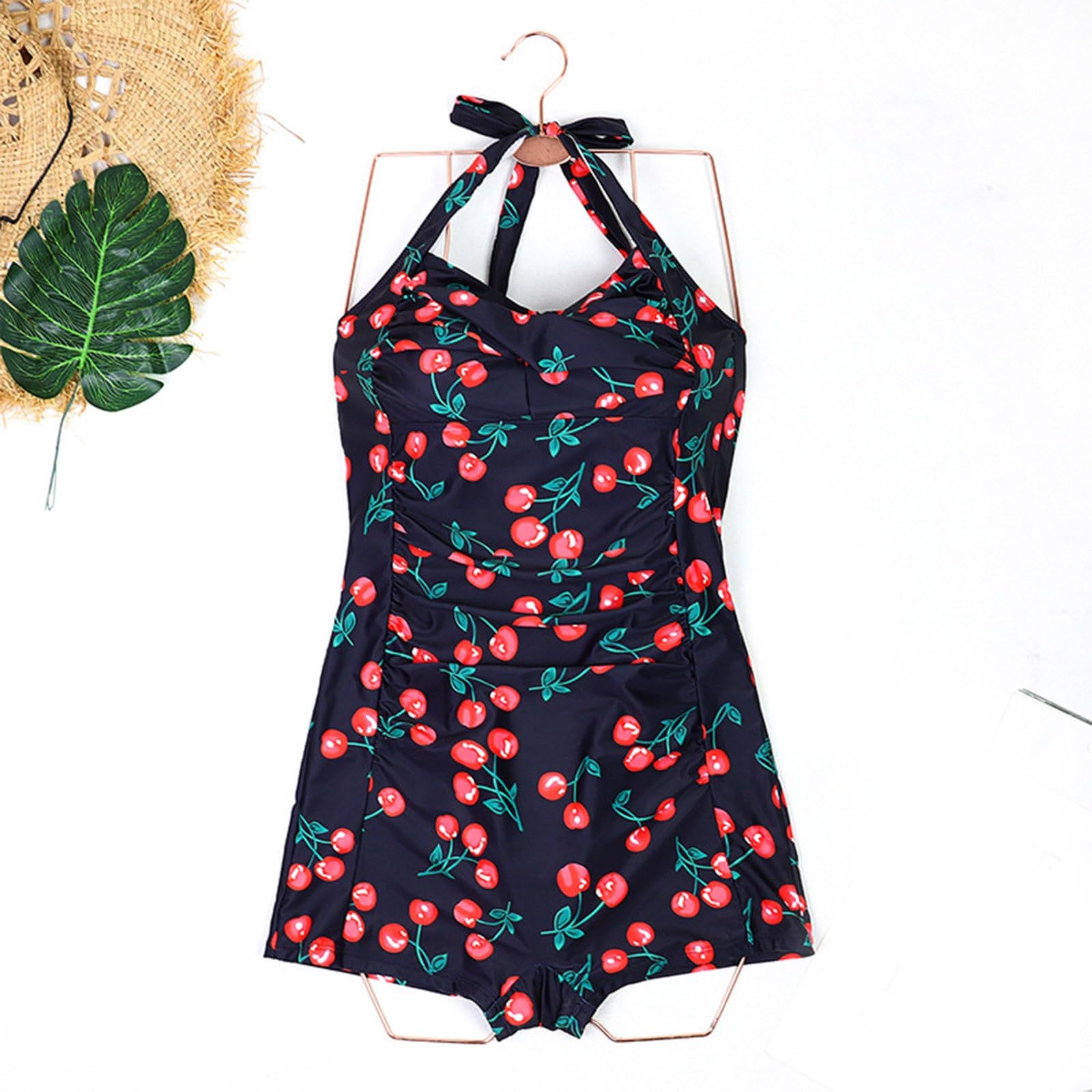 Bañador Mujer Una Pieza Reductor Natacion Shorty Traje de Baño Cuello Halter Bañadores Ropa de Baño Deportivo Espalda Abierta Monokini Sexy Playa Vacaciones Swimsuit