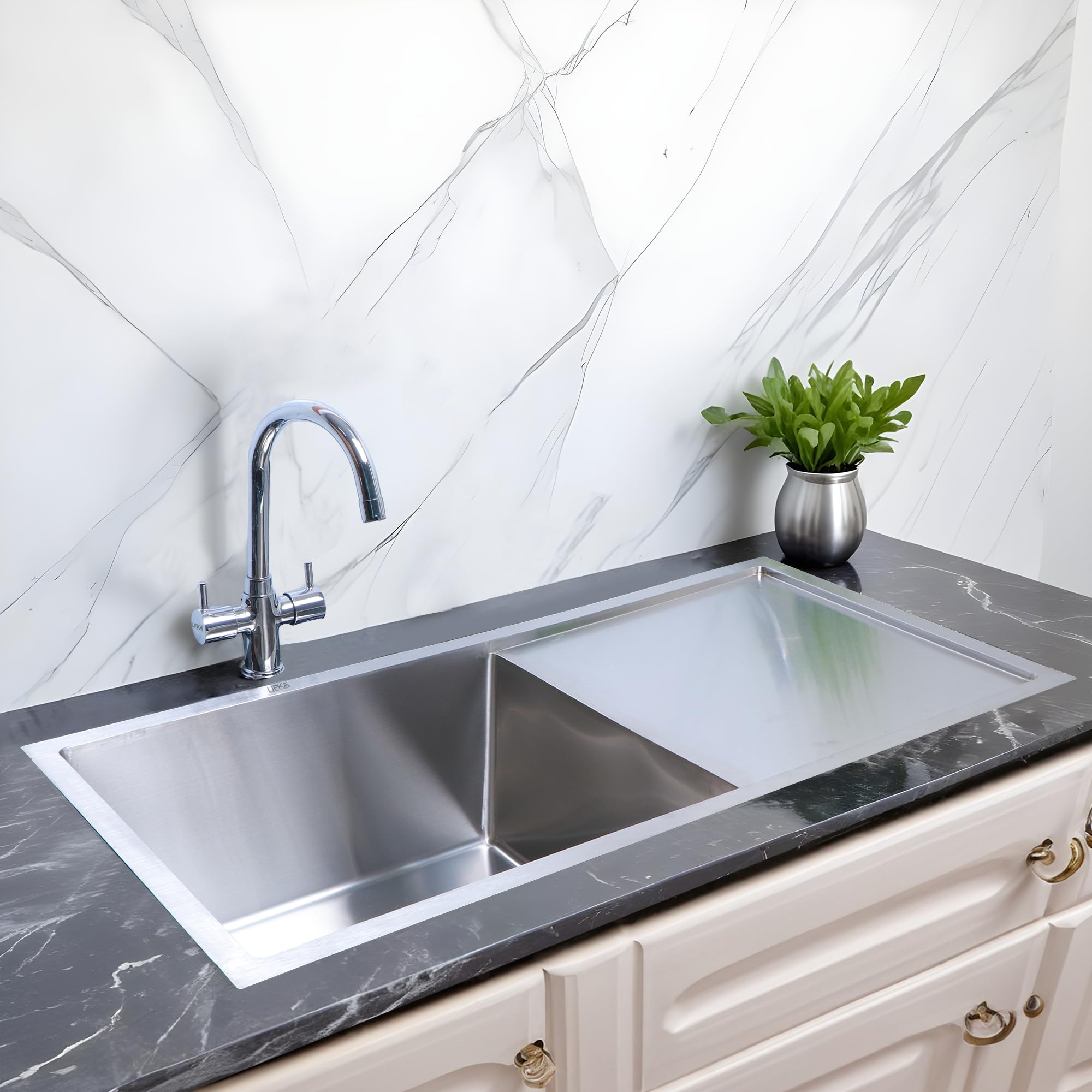 LIPKA Handmade Single Bowl Kitchen Sink with Drainboard (37x18x10 Inches) | 1.2mm Thick Premium Stainless Steel | Matte Finish Sinks with Waste Pipe & Coupling (B0CCVM8JDN) Amazon Price History, Amazon Price Tracker