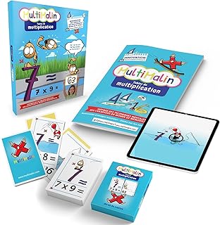 MultiMalin - Coffret Tables de Multiplication (Livret + Dessins Animés + Jeu de Cartes) - Apprendre Les Tables de Multiplication en Moins de 15 Jours (Innovant) | CE1, CE2, CM1, CM2 et +