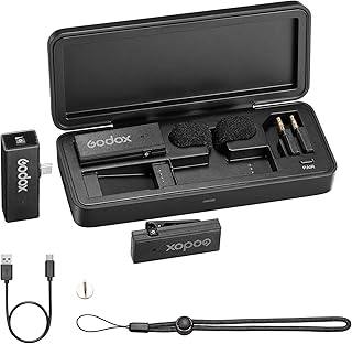 GODOX MoveLink Mini UC Kit2 Wireless Microphone System with Type-C Adapter, 100m(328ft.) Range, 6H Battery Life Lavalier Mic with Portable Charging Case for Android, for Vlogging Interviewing