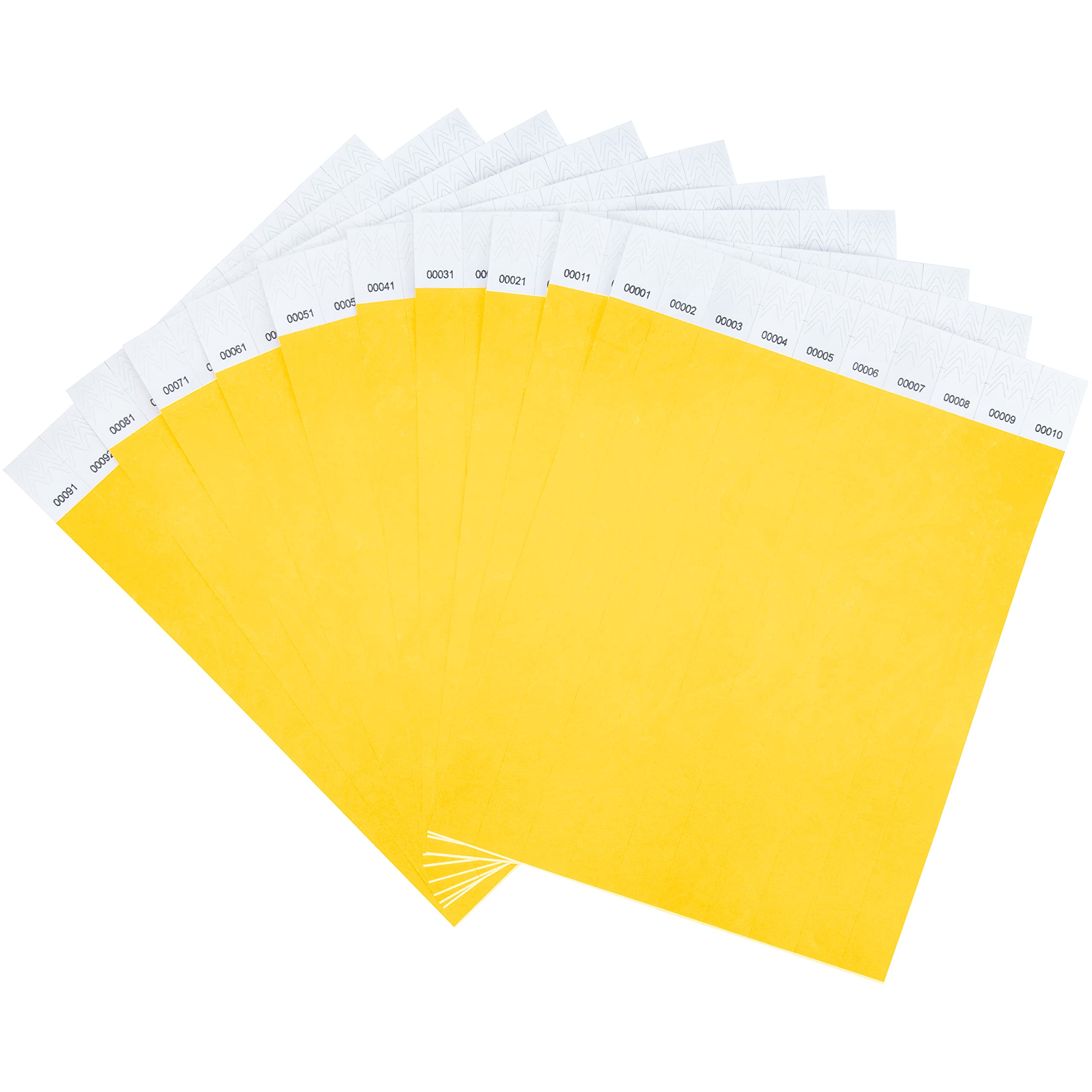 DGBDPACK 100 Pcs Wristbands, 1-100 Consecutive Numbers Waterproof Tearproof Wrist Straps Admission Bracelets Tickets (Neonyellow)