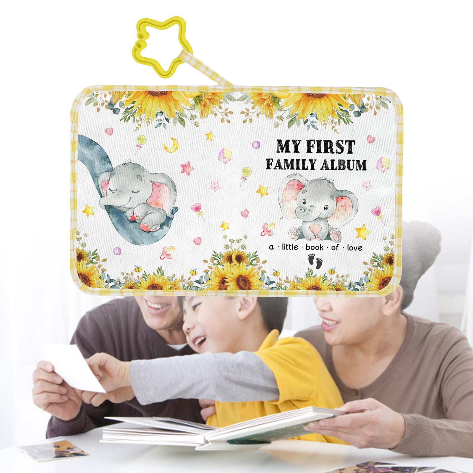 Album de famille « Baby 's My Firsts » - Album photo pour bébé - 4 x 6 - Livre photo en tissu doux avec pochette pour photos « My Firsts Family »