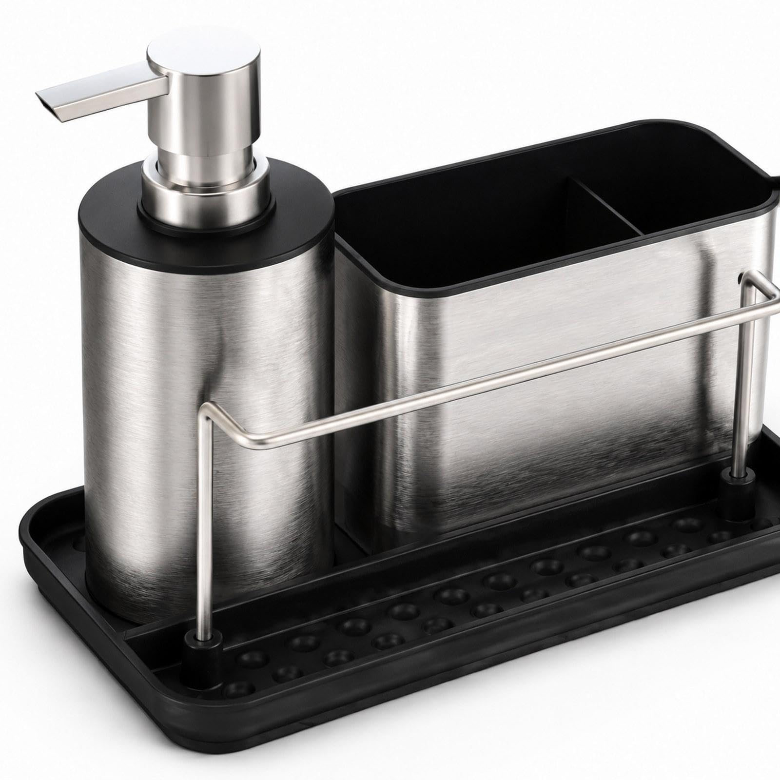 Colcolo Set Dispenser di Sapone per Cucina, Organizer per Bagno, Dispenser di Sapone Liquido Compatto E Multifunzionale con Ripiano Portaoggetti per Ristorant
