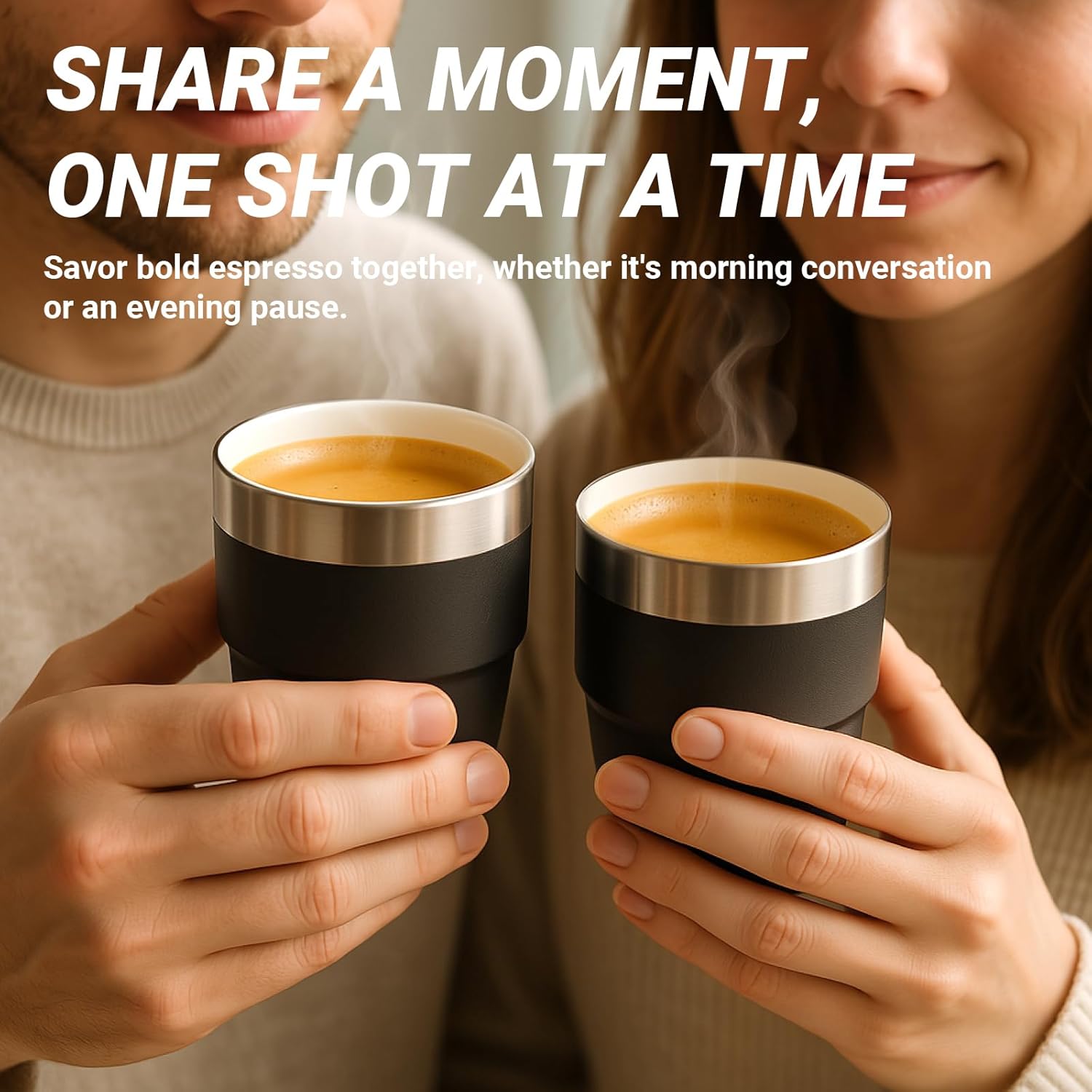 Cafezi 4 oz Espresso/Coffee Cup, Ceramic-Lined 18/8 Stainless Steel, Double-Wall Vacuum Insulated, Stackable, Dishwasher Safe, Fits Most Espresso Machines (Black, 2 Pack) - Image 7