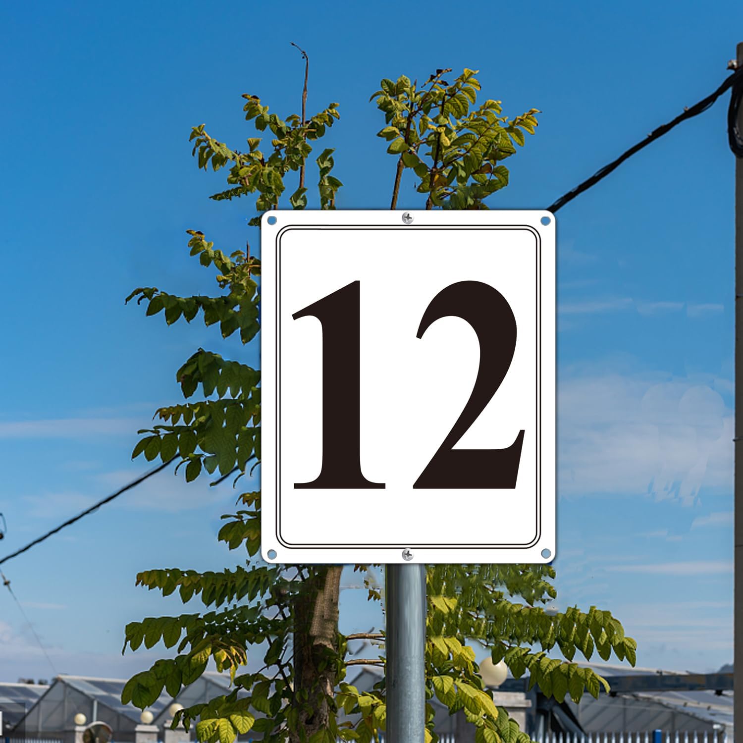 Premium Metal Numbered Sign Outdoor, Reflective 12 x 10 Large Aluminum Number Signs 12 for Parking Space, Tennis Court, Field, Warehouse, Aisle, Building, Dock, High Visibility, Weather-resistant, No Fade