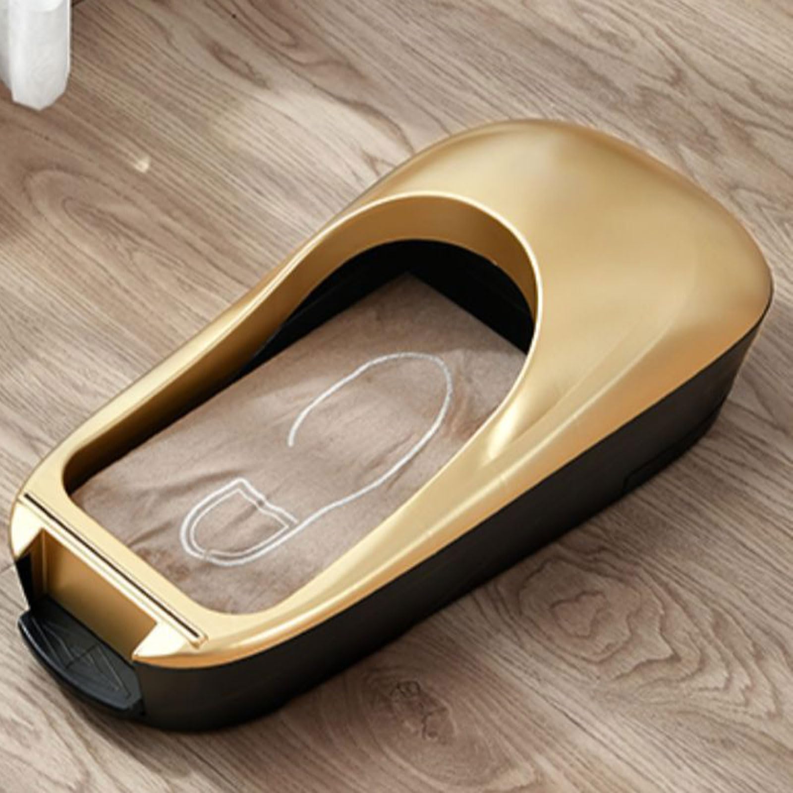 Dispenser Copriscarpe con Copriscarpe in Plastica USA E Getta da 600 Pezzi, Copriscarpe Automatici Durevoli, Dispenser Copriscarpe Antiscivolo per Interni, Negozio, Ufficio,Oro