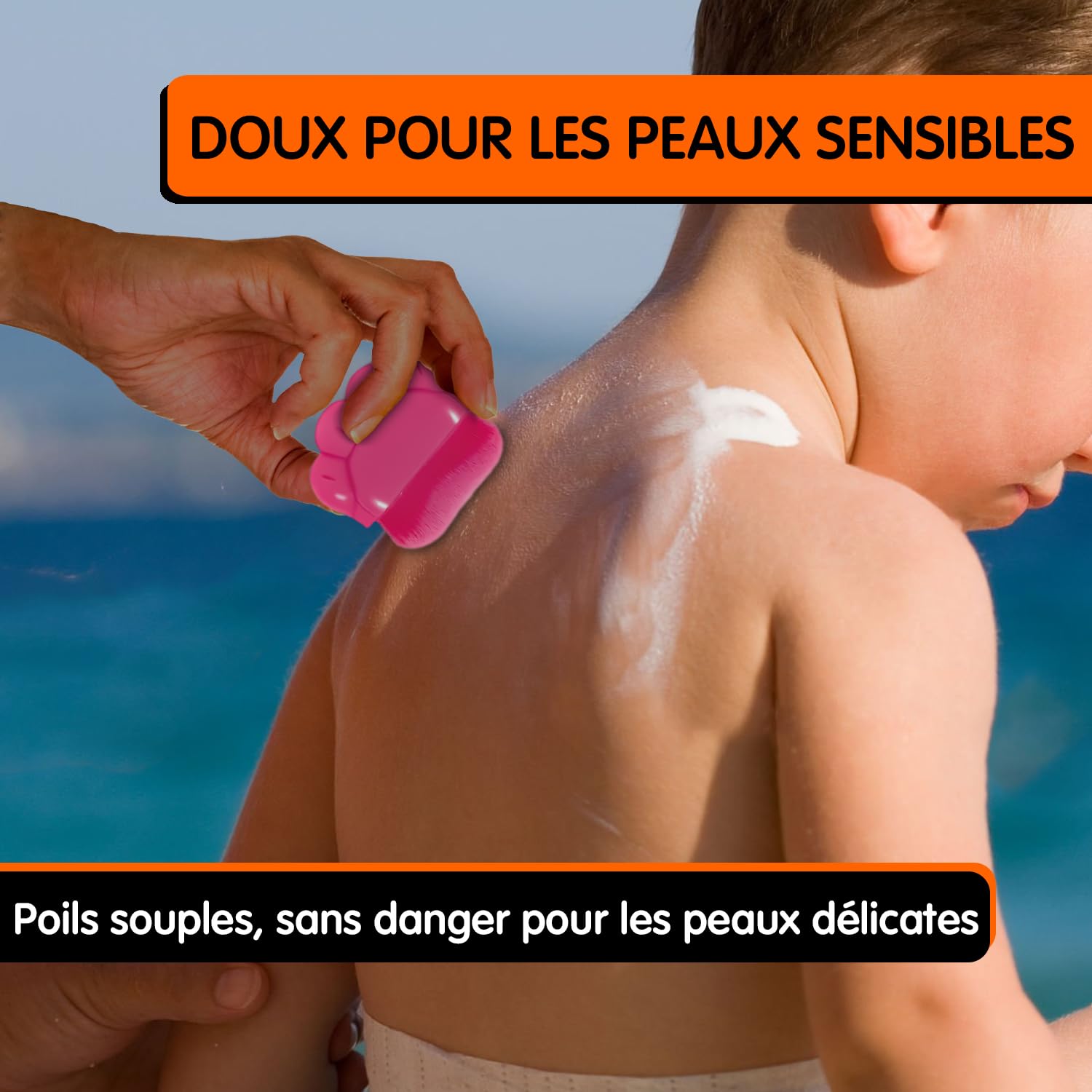 2 Pièces Applicateur de Crème Solaire pour Enfants - Brossettes avec Étui de Protection, Poils Doux, Application Propre - Idéal pour les Voyages, la Plage et les Activités en Plein Air - par Mobi Lock