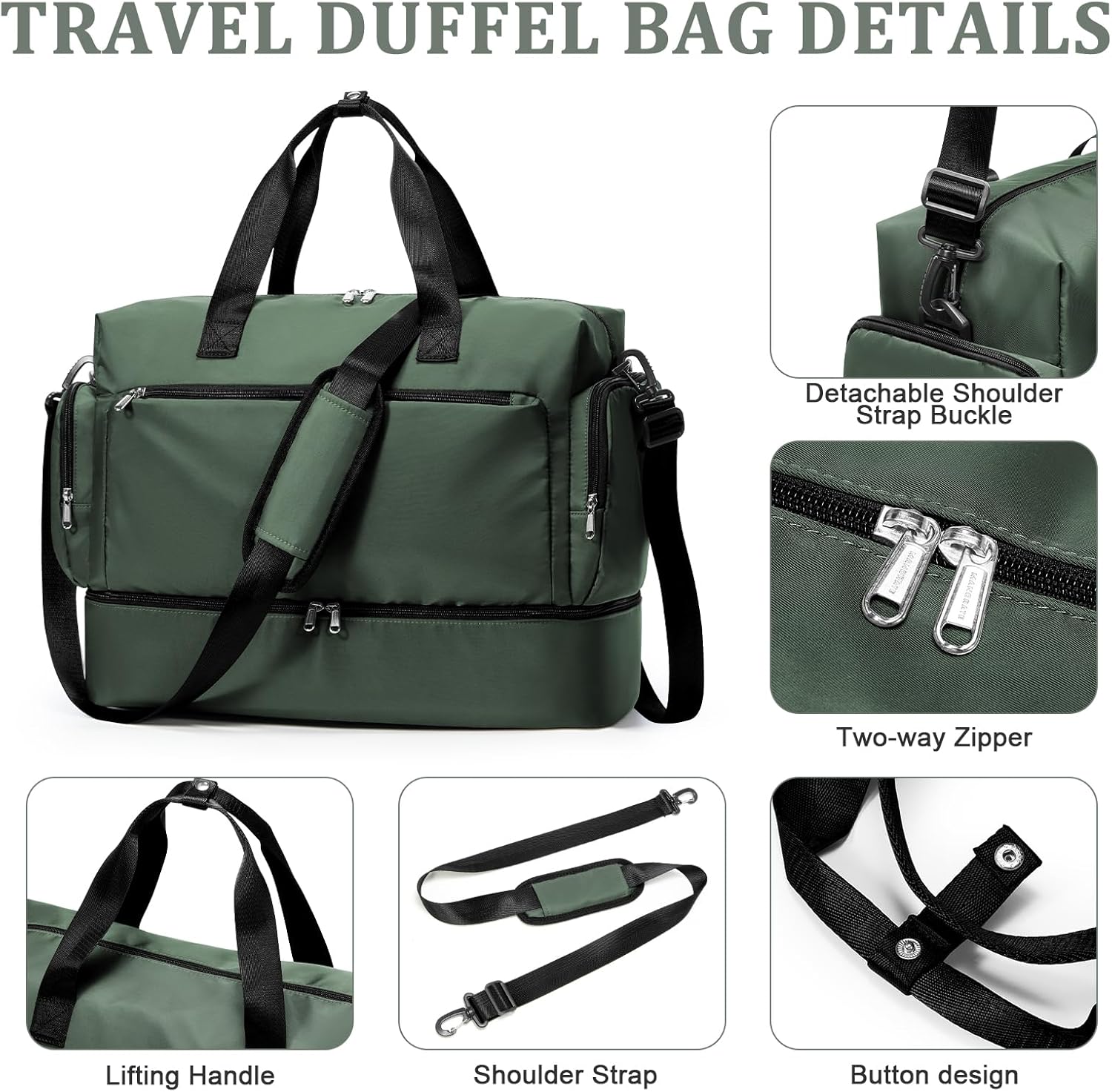 Weekender Bags for Women Men,Carry-on Overnight Travel Duffel Bag, Personal Item Travel Bag with Shoes Compartment & Wet Pocket