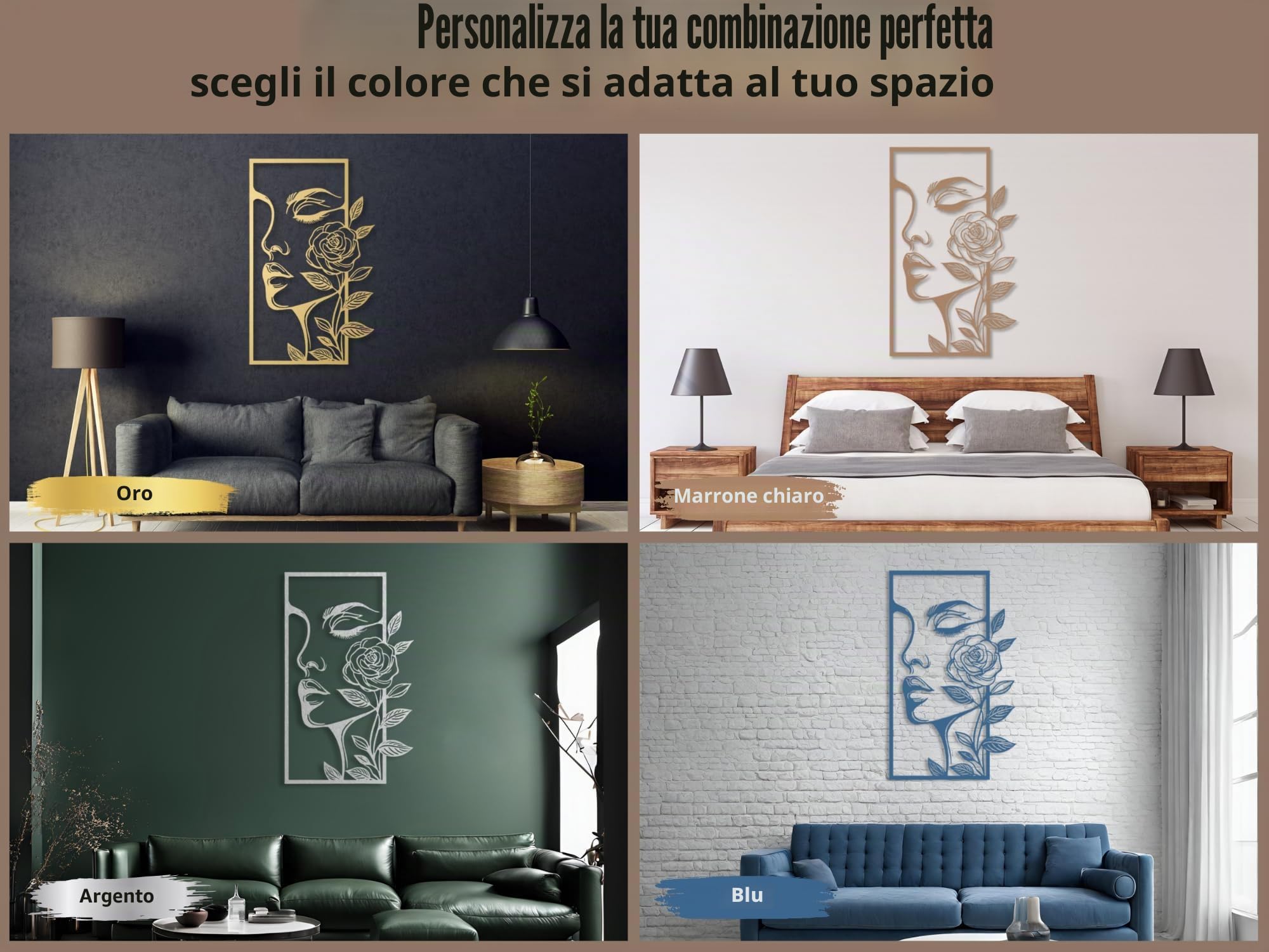 VAILLA Silhouette Donna Quadri Moderni Soggiorno – Legno 3D Cucina Casa