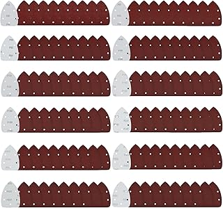 Mouse Detail Sander Sandpaper, Gibolin 120 Pieces 40-800 Grits Sand Paper 5-Hole Sanding Paper Hook and Loop Sanding Pads Assorted Palm Sander for Sanding and Polishing